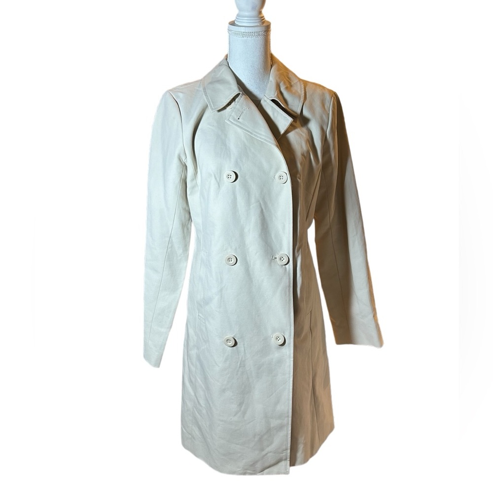 Willi Smith Cream Double Breasted Trench Coat